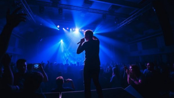 Jesse Malin tribute album photo with performer on stage in blue lighting.
