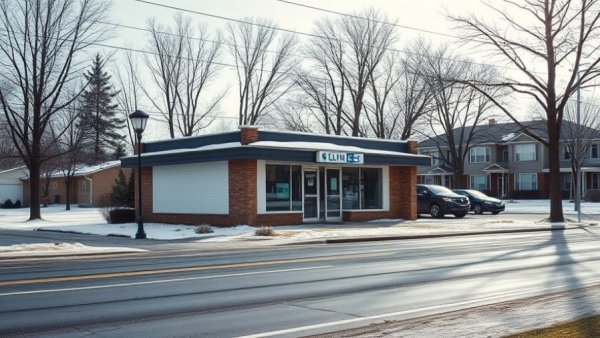 New Jersey abortion law clinic on a quiet snowy street.