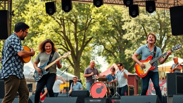 Band performing at Crawfish Fest New Jersey with musicians playing happily.