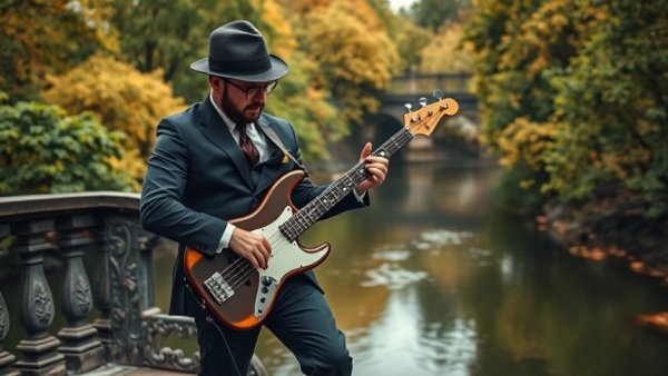 Musician playing guitar on bridge at New Jersey Blues Society event