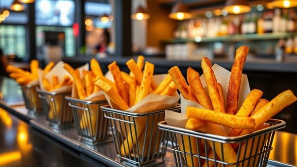 Gourmet fries on after-hours drinks menu in Jersey City.