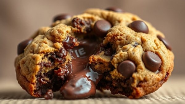 Gooey chocolate chip cookie highlighting indulgent filling.