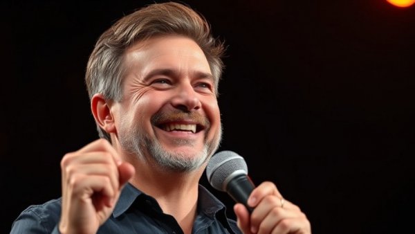Man smiling with microphone at Matt McCusker Healing Frequency Tour