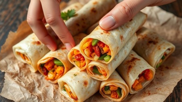 Delicious kati rolls being picked from a container at Kati Roll Company Jersey City.