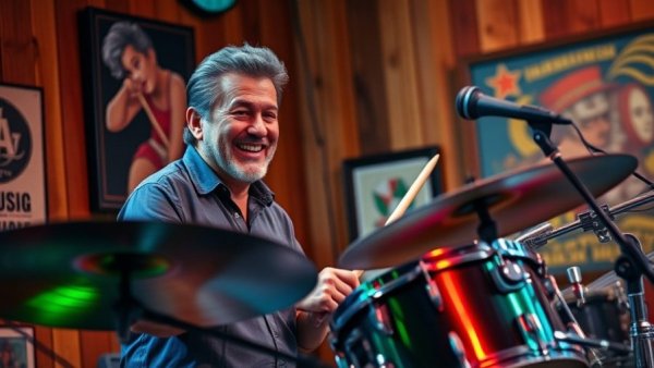 Joe Farnsworth Jazz Concert drummer in action with a smile