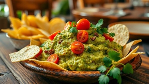 Elevated Mexican dining in North Jersey with guacamole and tortilla chips.