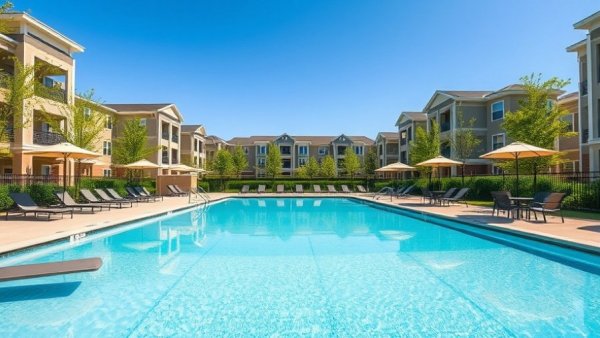Luxury pool area in affordable housing NJ complex