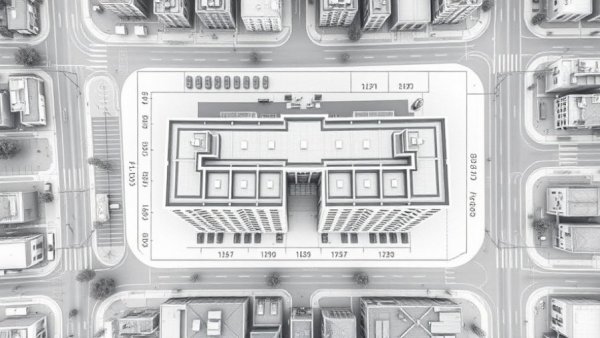 Bayonne Peninsula View Development blueprint of an 8-story building and surrounding area