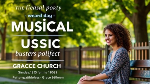 New Jersey arts event poster with a woman promoting a musical show at Grace Church.