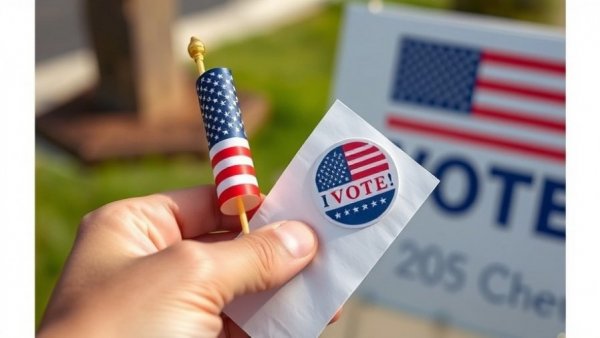 New Jersey voter registration glitch: Hand with voting materials and flag.