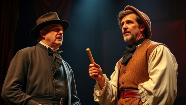Ken Ludwig's Baskerville theatre review: actors in dramatic scene on stage.