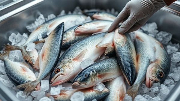 NJ seafood gleaning program displaying fresh fish on ice.
