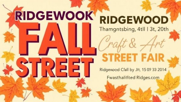 Poster for Ridgewood Fall Art & Craft Street Fair with event details.