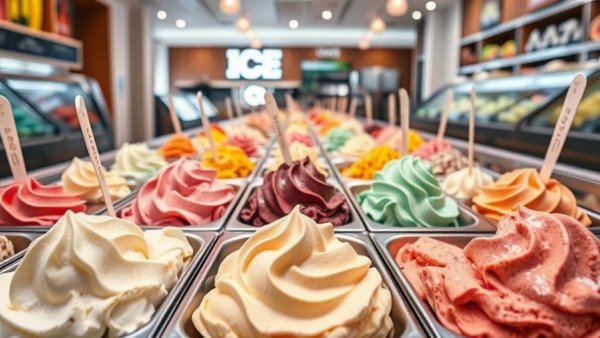 Assorted gelato flavors in Bergen County ice cream shop.