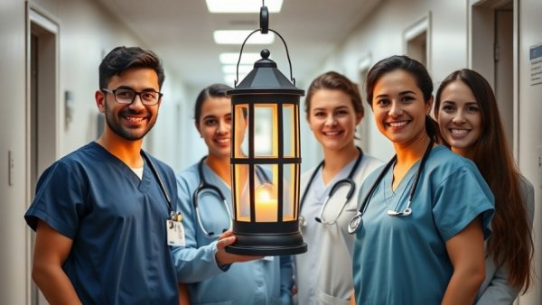 Healthcare team with Lantern Award in NJ emergency department.