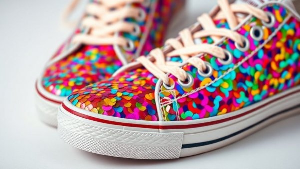 New Jersey arts news: Vibrant sequin sneakers showcase creativity.