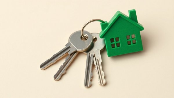 Keys with a green house keychain symbolizing portable mortgages in New Jersey.