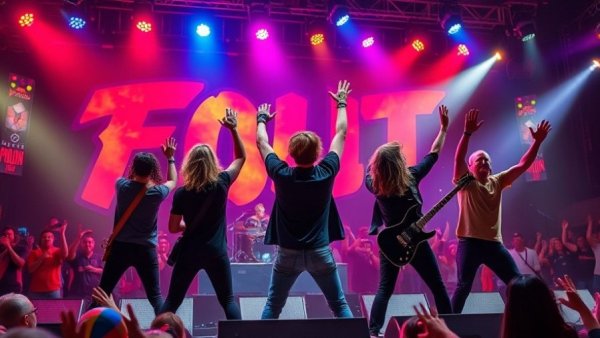 Rock band on stage at New Jersey arts event.