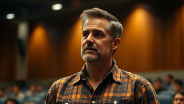 New Jersey arts news - thoughtful male in auditorium