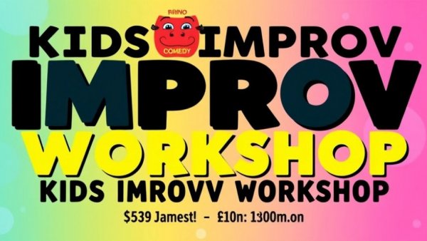 Promotional graphic for Kids Improv Workshop New Jersey with dates.