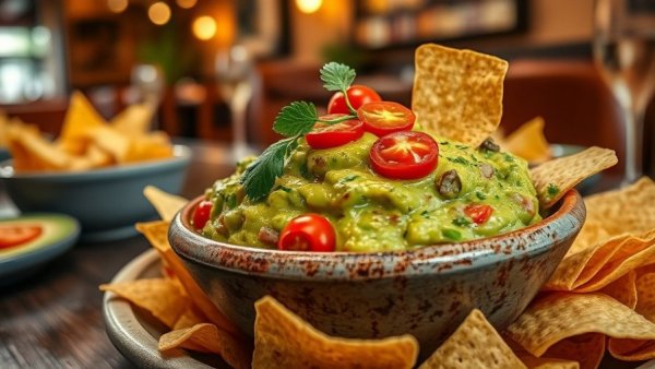 Guacamole with tortilla chips at NJ restaurant opening