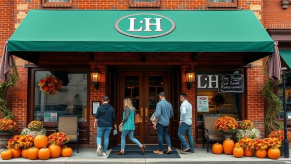 Entrance of a top Jersey Shore restaurant in fall