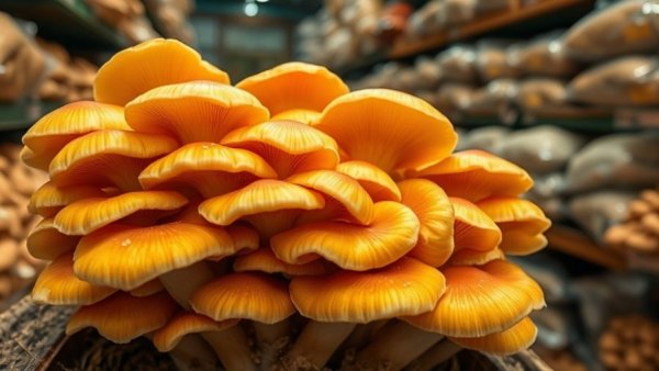 Golden oyster mushrooms at NJ local farm for restaurants