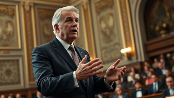 Middle-aged man in a suit discussing New Jersey election integrity in a meeting.