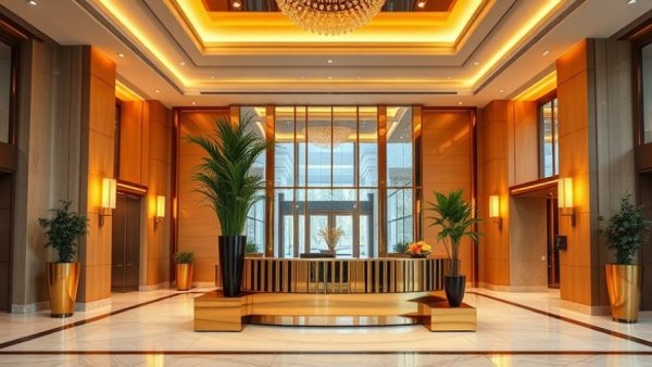 Luxury hotel lobby near MetLife Stadium with elegant decor.