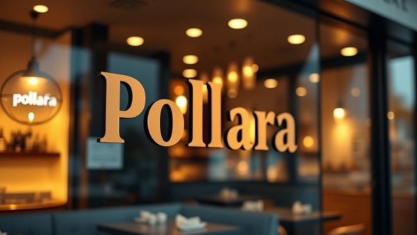 Pollara Pizza Red Bank glass window with bold text and cozy interior.