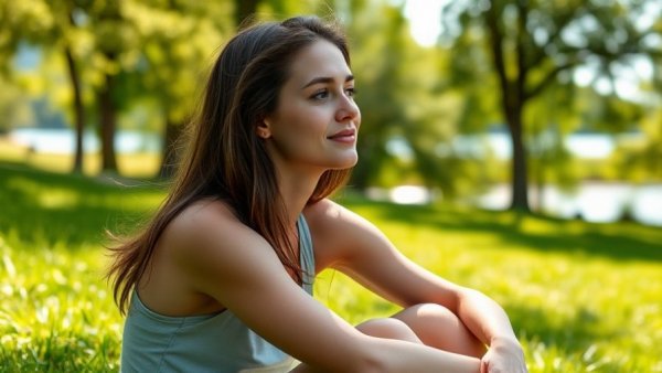 A woman sitting in a tranquil park, embodying New Jersey arts events