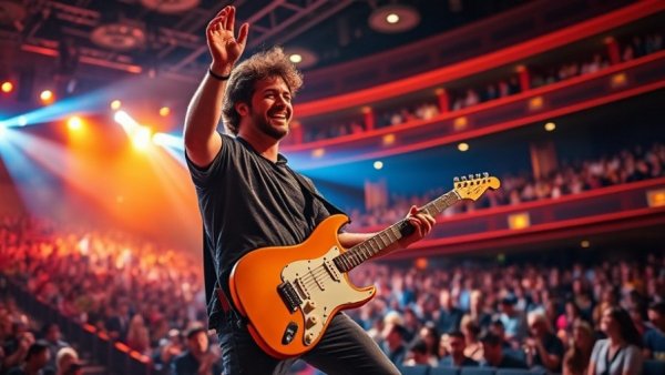 Bruce Springsteen concert film, musician performing on stage, lively crowd.
