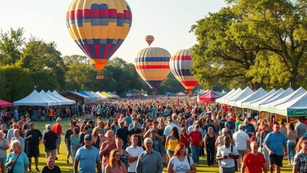 Warren County Hot Air Balloons Festival crowd and stalls