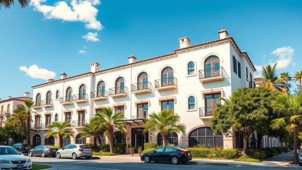 Asbury Park Mediterranean-inspired residential building with lush greenery.