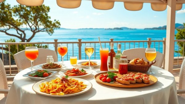 NJ Italian food outdoors with waterfront view.