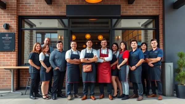 Staff at New Jersey restaurant posing in front of Ugly Dumpling