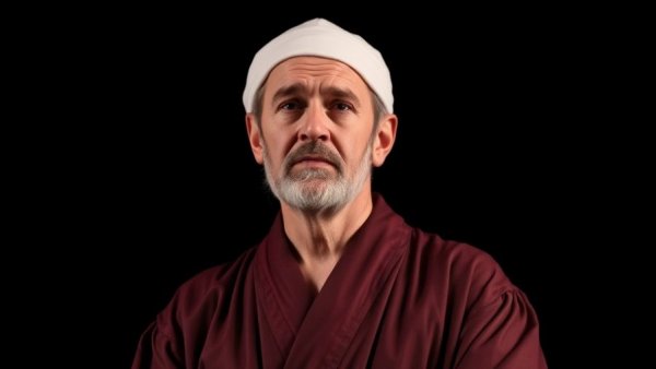 New Jersey theater actor in maroon costume on stage