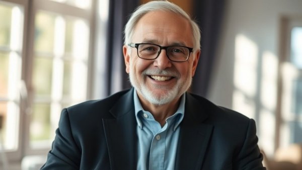 Portrait of smiling older man promoting New Jersey senior living expansion.