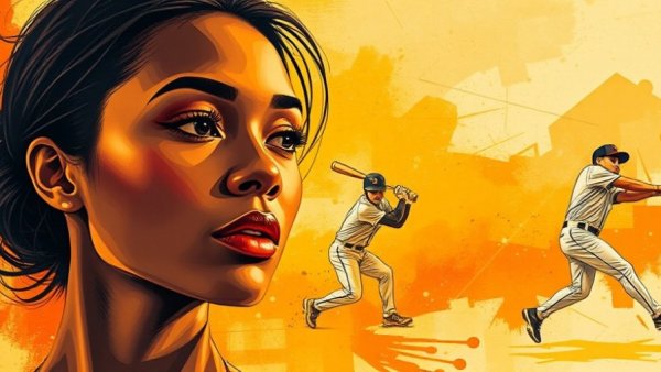 Abstract art combining theater and sports with vibrant colors.