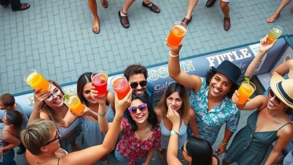 Jersey City Cocktail Festival gathering with colorful drinks.