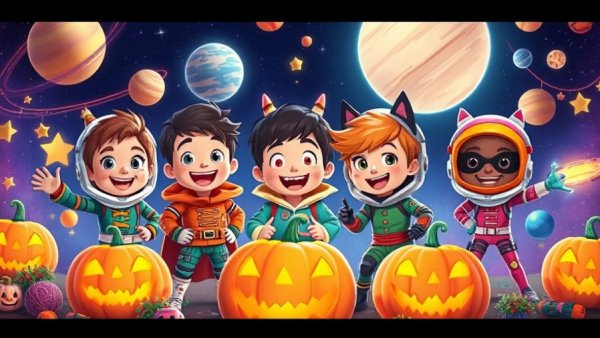 Non-Spooky Halloween Party New Jersey poster with vibrant characters and decor