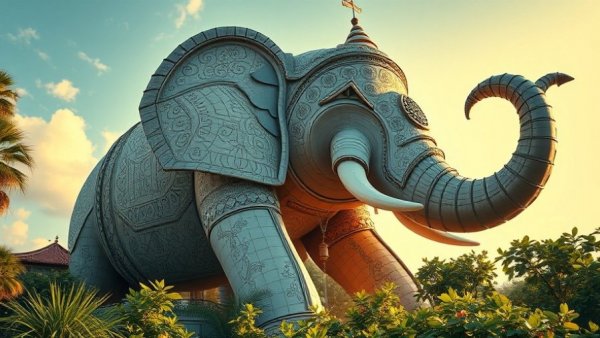 Unique elephant building under bright sky, Pumpkin patches in NJ