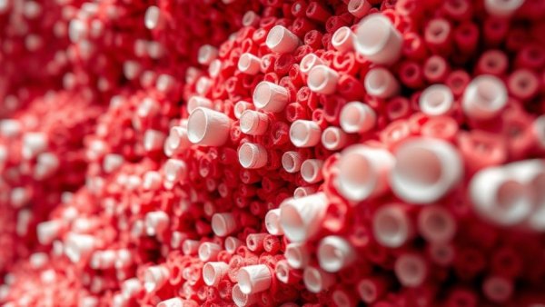 Intricate pattern in Nadia Myre's Analogues artwork, featuring red and white textures.