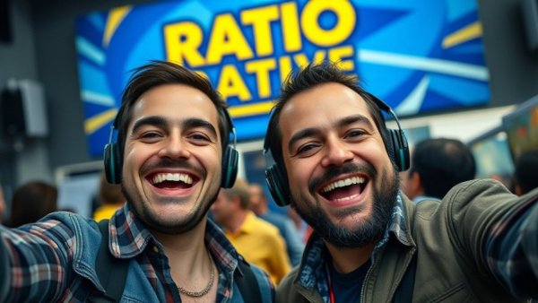 Two men smiling at a New Jersey radio event, resilience of radio in New Jersey