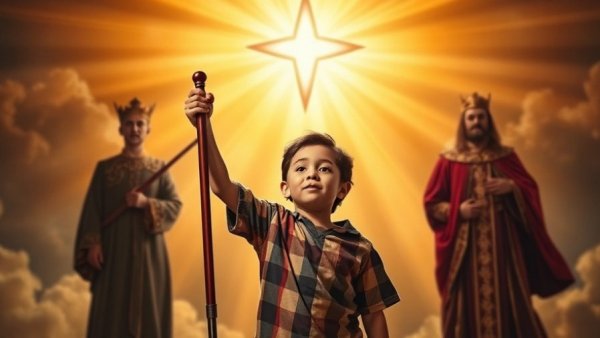 Dramatic theater poster for Light Opera of New Jersey's Amahl and the Night Visitors.