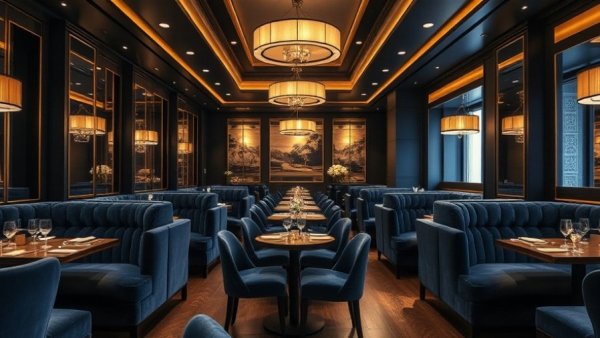 Elegant NJ restaurant opening with stylish decor and ambient lighting.