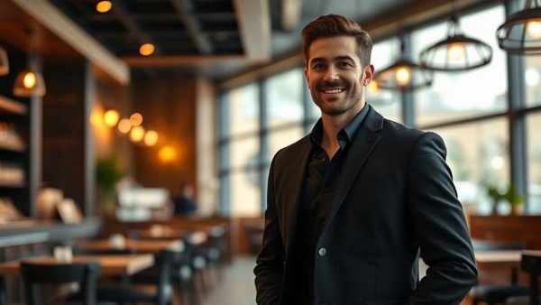 NJ restaurant designer confidently standing in a modern eatery