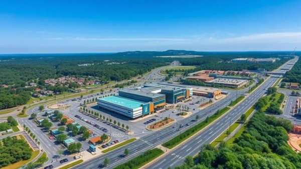 Aerial view of New Jersey retail expansion with surrounding greenery.
