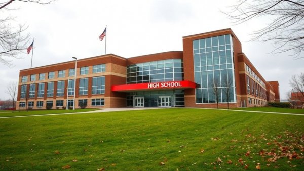 Sign of West Windsor-Plainsboro High School on overcast day