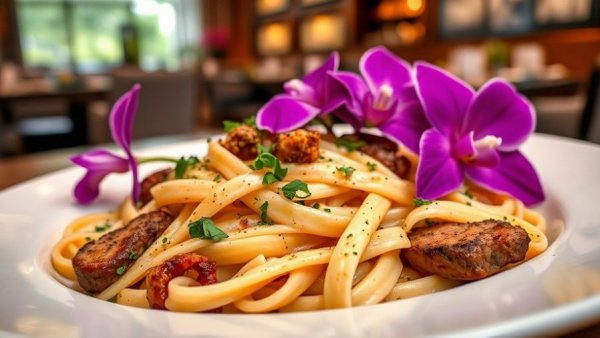 Gourmet pasta dish at New Jersey restaurant openings, elegantly presented.